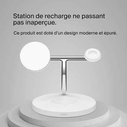 Chargeur induction BELKIN Qi2 Blanc 3 en 1
