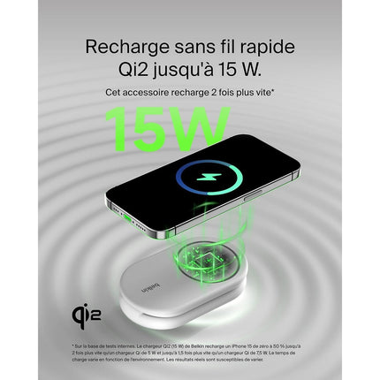 Chargeur induction BELKIN induction 15W 2en1 blanc