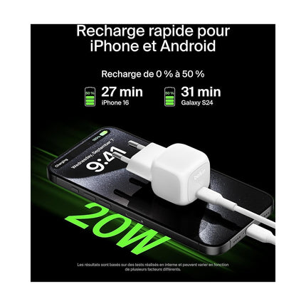 Chargeur BELKIN 20W USB-C BLANC