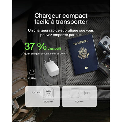 Chargeur BELKIN 20W USB-C BLANC