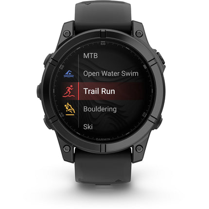 Montre sport GARMIN Fenix E Multisports GPS AMOLED BT Wi-Fi 47 mm Gris Acier bracelet noir