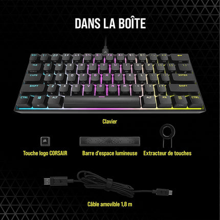 Clavier gamer CORSAIR K65 RGB MINI CHERRY MX Red Noir