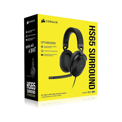 Casque gamer CORSAIR HS65 Surround Headset Carbon