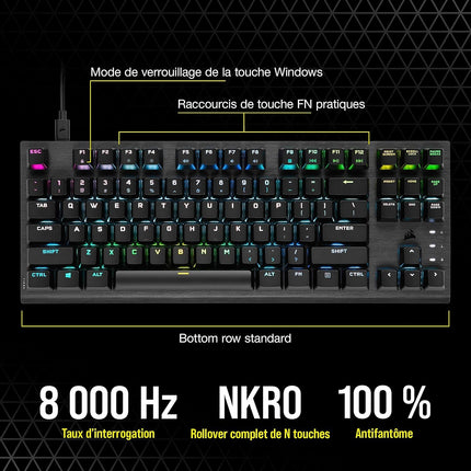 Clavier gamer sans fil CORSAIR K60 RGB PRO TKL OPX