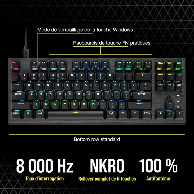 Clavier gamer sans fil CORSAIR K60 RGB PRO TKL OPX