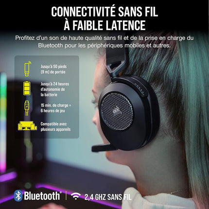 Casque gamer CORSAIR HS65 Wireless Carbon V2