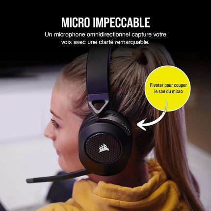 Casque gamer CORSAIR HS65 Wireless Carbon V2