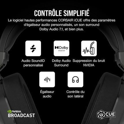 Casque gamer CORSAIR HS65 Wireless Carbon V2