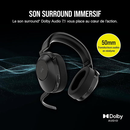 Casque gamer CORSAIR HS65 Wireless Carbon V2