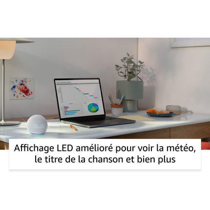 Assistant vocal AMAZON Echo Dot 5 avec Horloge Blanc
