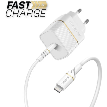 Chargeur USB C OTTERBOX USB-C 20W + Cable Lightning blanc