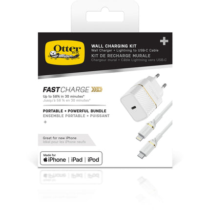 Chargeur USB C OTTERBOX USB-C 20W + Cable Lightning blanc