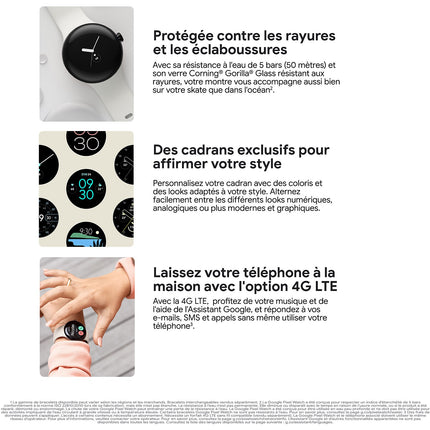 Montre connectée GOOGLE Pixel Watch Acier Arg/Bracelet Galet BT