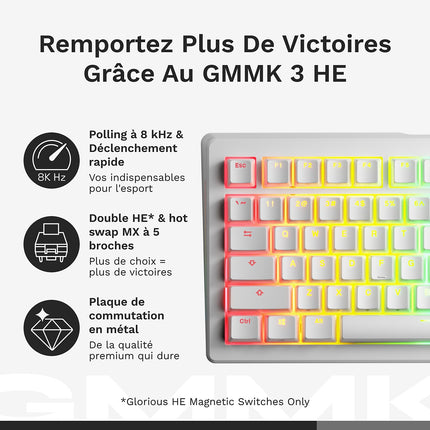 Clavier gamer GLORIOUS GMMK 3 HE 100 Blanc