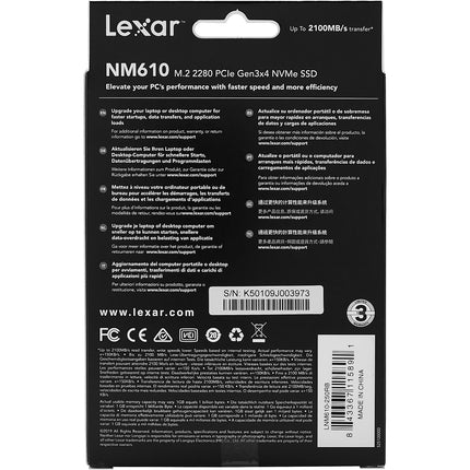 Disque SSD interne LEXAR 250Go NM610 M.2 2280 NVMe