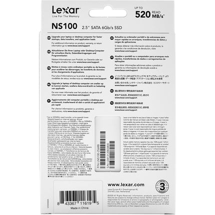 Disque dur SSD interne LEXAR 256 Go NS100 2.5'' SATA III (6Gb/s)