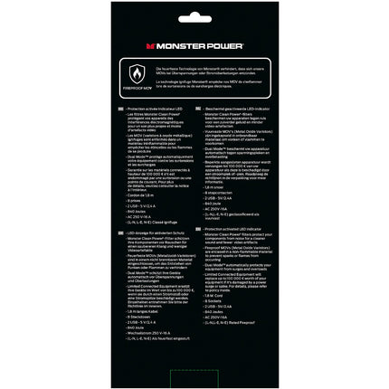 Rallonge parafoudre MONSTERCABLE Parasurtenseur 8 prises + 2 USB-A