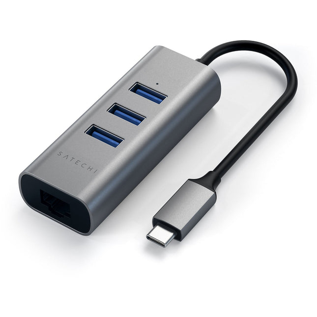 Hub SATECHI USB-C 2 en 1 + Ethernet gris
