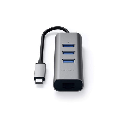 Hub SATECHI USB-C 2 en 1 + Ethernet gris