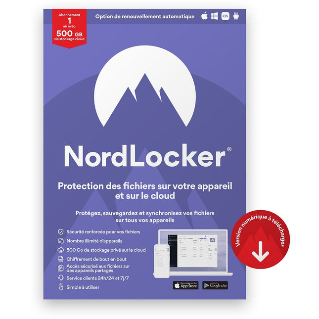 ESD NORDVPN Nord Locker 1 an d'abonnement 500Go