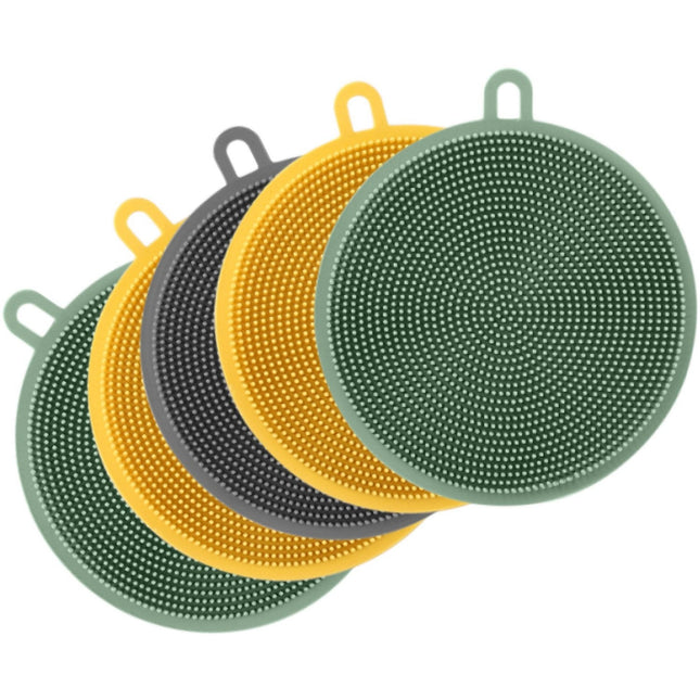 Eponge ESSENTIELB en Silicone x5 - Hygiénique et Réutilisable, Nettoyage Multi-usages, Surfaces et Anti-rayures