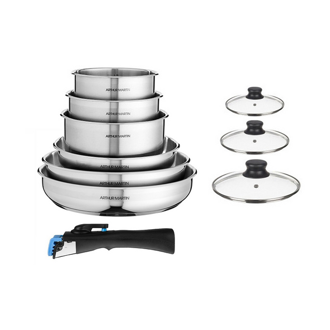 Batterie de cuisine ARTHUR MARTIN 10 pièces inox - 5540