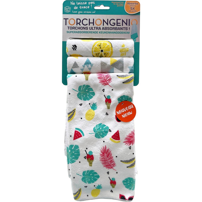 Torchon BEST OF TV Lot de 3 Genio motifs