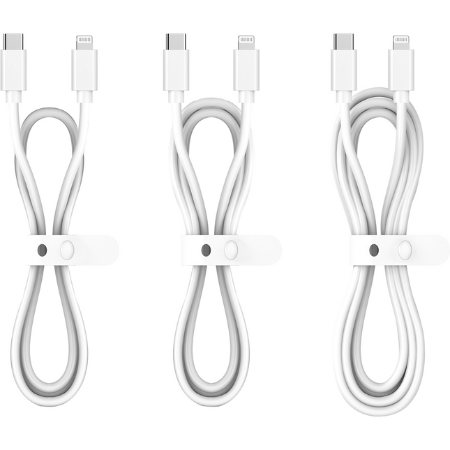Câble Lightning ESSENTIELB pack 3 câbles USB-C 0.5/1/2 M Blanc