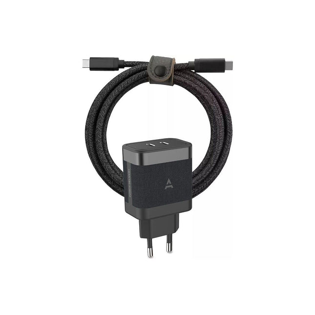 Chargeur ordinateur portable ADEQWAT 65W 2 USB-C + Cable USB-C 2M - Noir