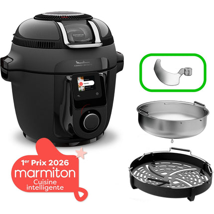 Cookeo MOULINEX Multicuiseur Airfryer Cookeo Infinity avec pale Noir CE9828F0 20 modes de cuisson, 6,5 L