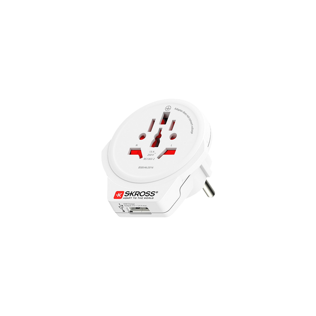 Adaptateur de voyage SKROSS Monde vers Europe + USB-A