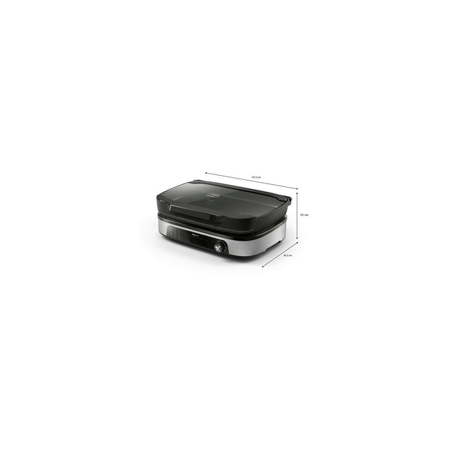 Plancha électrique PHILIPS HD6212/90 couvercle verre à poser, 50x25 cm