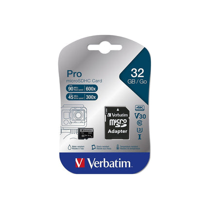 Carte Micro SD VERBATIM Carte micro SDHC 32GO VERBATIM pro U3