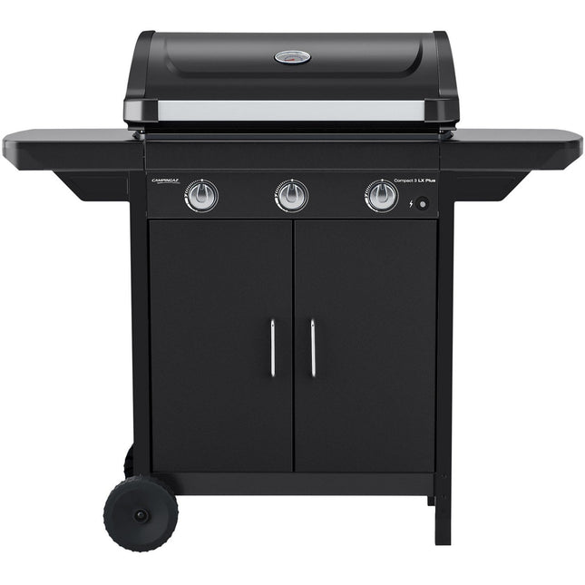 Barbecue gaz CAMPINGAZ COMPACT 3 LX PLUS noir grille et plancha 3 brûleurs sur chariot, 61x35 cm