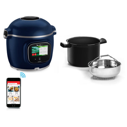 Cookeo MOULINEX CE943410 bleu touch wifi pro balance integrée 6 L, 13 modes de cuisson, 250 recettes