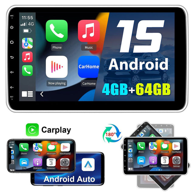 Autoradio connecté JUNSUN 1 DIN 10.1"mit Carplay GPS WIFI BT 4+64G