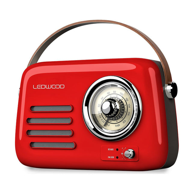 Radio FM LEDWOOD ALMA Rouge Rétro FM Bluetooth USB