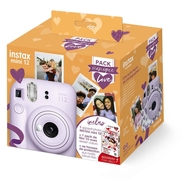 Appareil photo Instantané FUJIFILM Intax Mini 12 Lilas Pack iconique Love