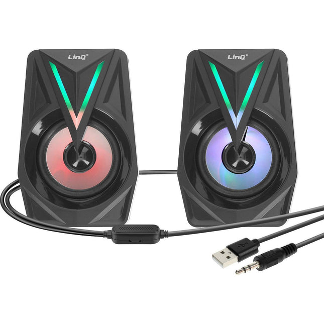 Enceinte PC LINQ Enceinte Jack 3.5mm Éclairage LED RGB