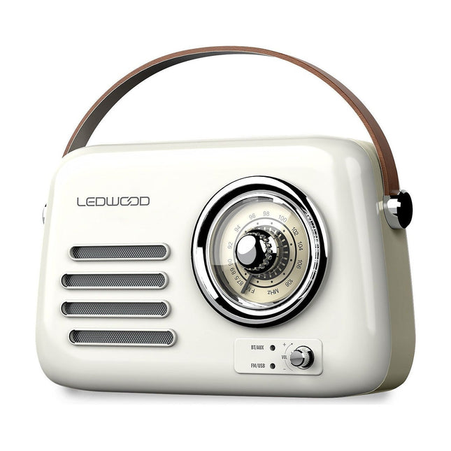 Radio FM LEDWOOD ALMA Blanc Rétro FM Bluetooth USB