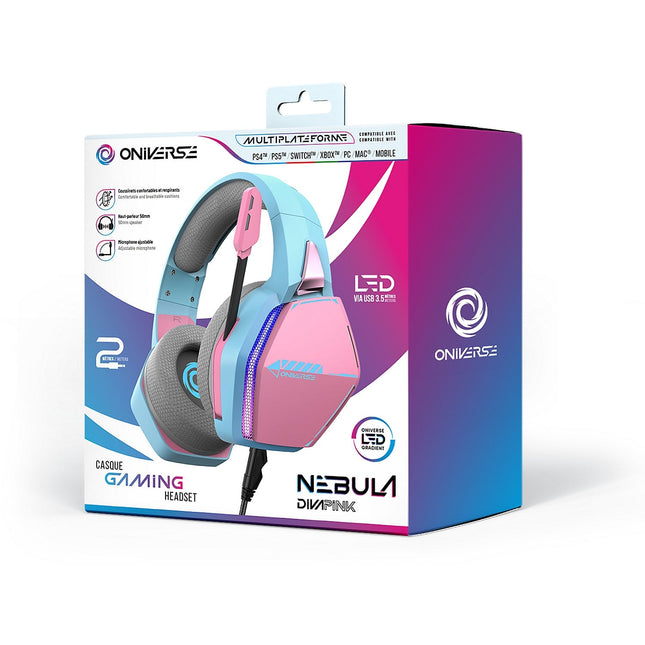 Casque gamer ONIVERSE Nebula Diva Pink