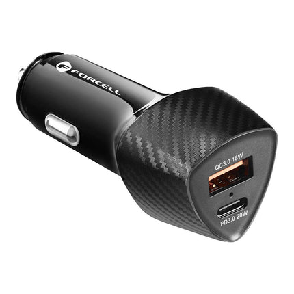 Chargeur allume-cigare FORCELL USB + USB-C 38W Power Delivery Noir