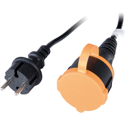 Multiprise ZENITECH a clapet 10m H05VV-F 2x1.5 noir-orange