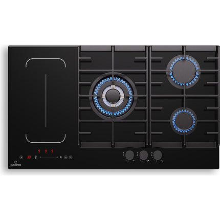 Plaque mixte induction gaz KLARSTEIN MultiChef 5 zones 3 feux gaz Flex noire