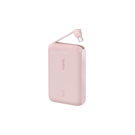 Batterie externe BELKIN 10000 mAh avec cable USB-C intégre pink