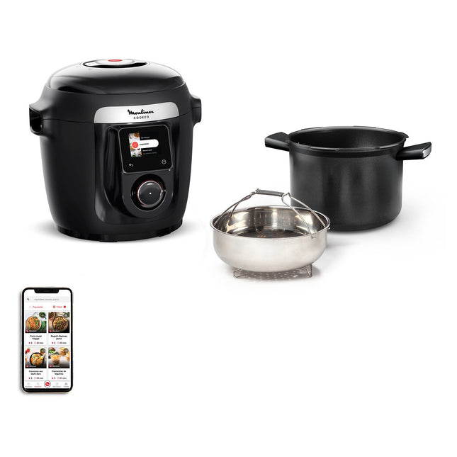 Cookeo MOULINEX CE952810 noir wifi 6 L, 9 modes de cuisson, 150 recettes