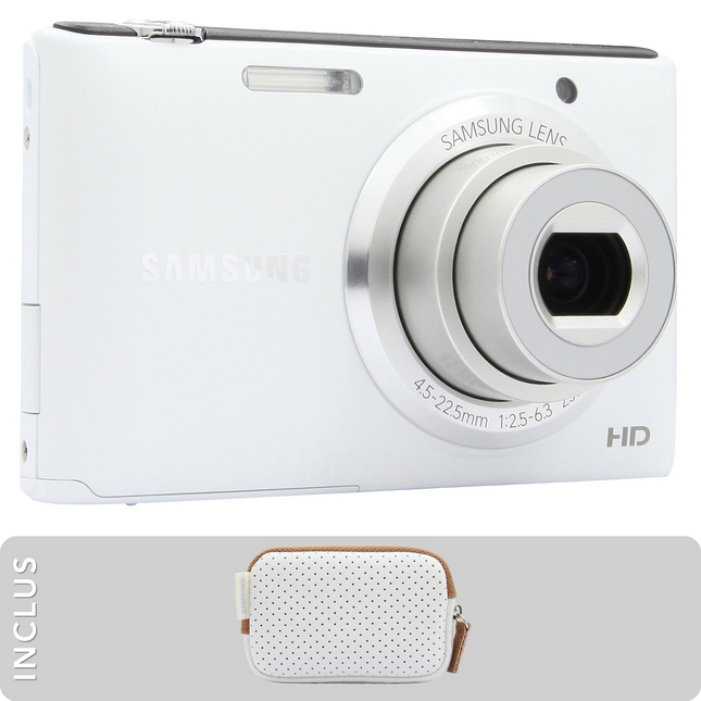 Appareil photo Compact SAMSUNG Pack ST73 blanc + Etui + MicroSD 4Go Reconditionné