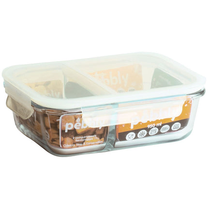 Boîte alimentaire PEBBLY en verre rectangulaire compartiment
