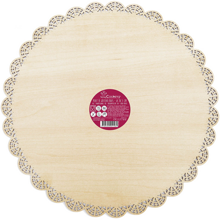 Support gâteau SCRAPCOOKING rond dentelle bois 29cm