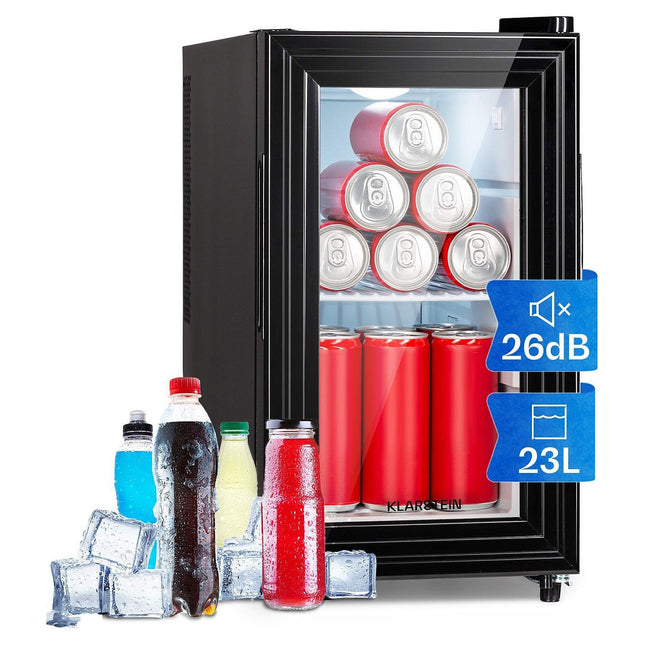 Mini réfrigérateur KLARSTEIN Brooklyn 23L Slim LED vitré 11-18°C noir